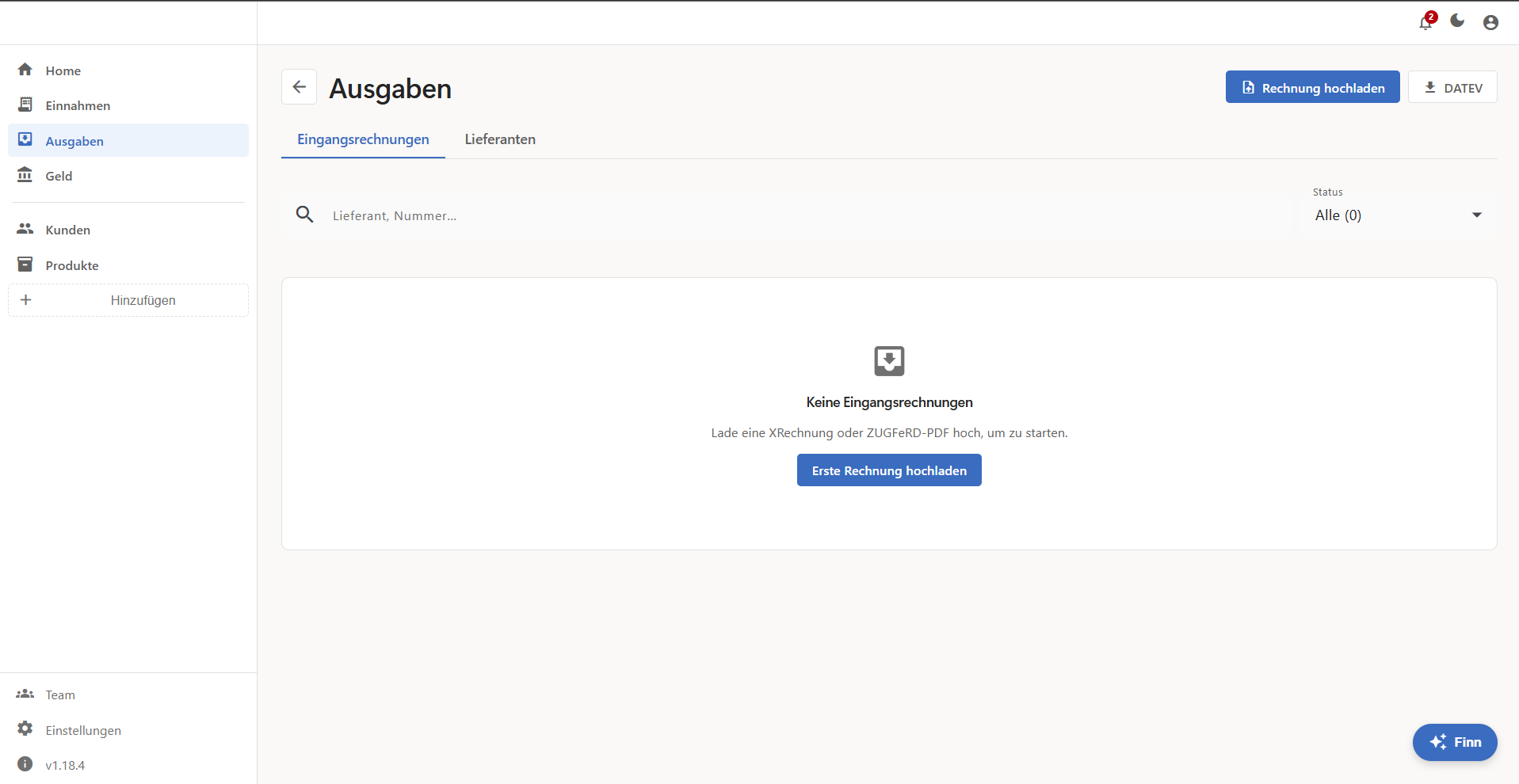 Eingangsrechnungen — Upload, automatische Datenerfassung, DATEV-Export