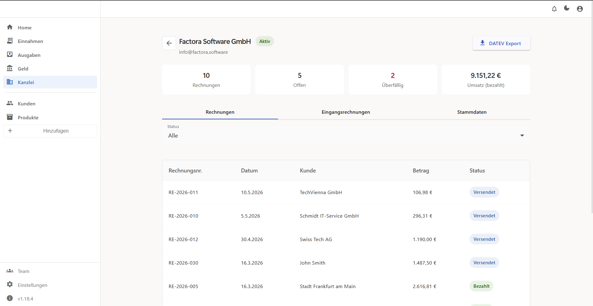 Kanzlei-Dashboard — Mandanten