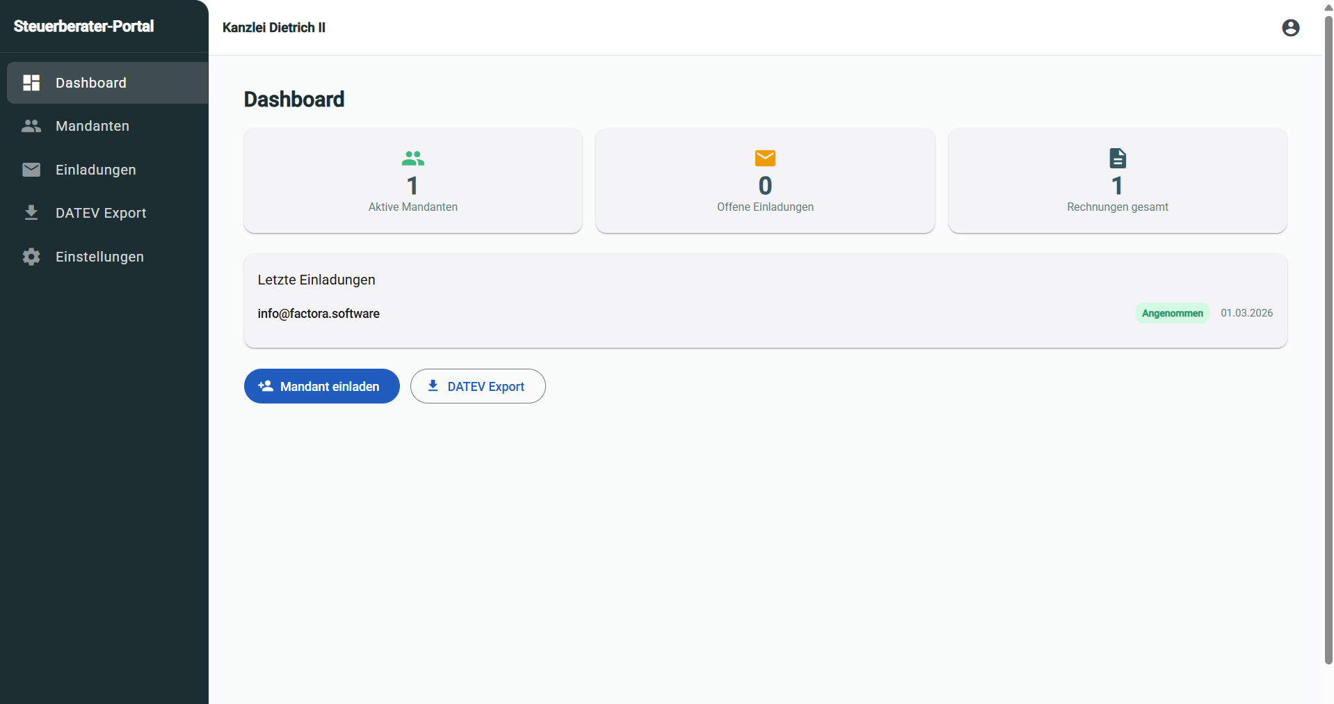 Steuerberater Portal — Dashboard