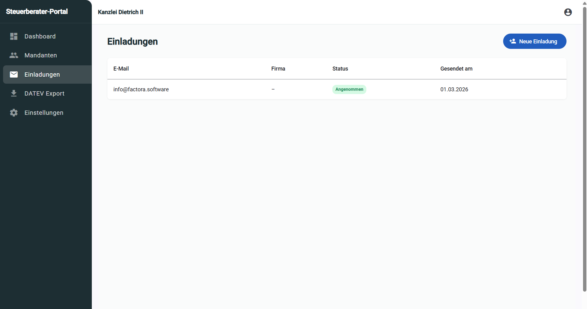 Steuerberater Portal — Einladungen
