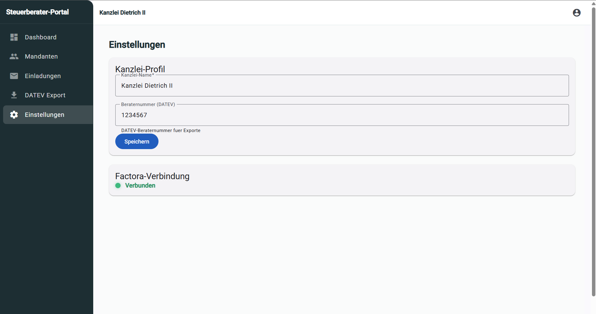 Steuerberater Portal — Einstellungen